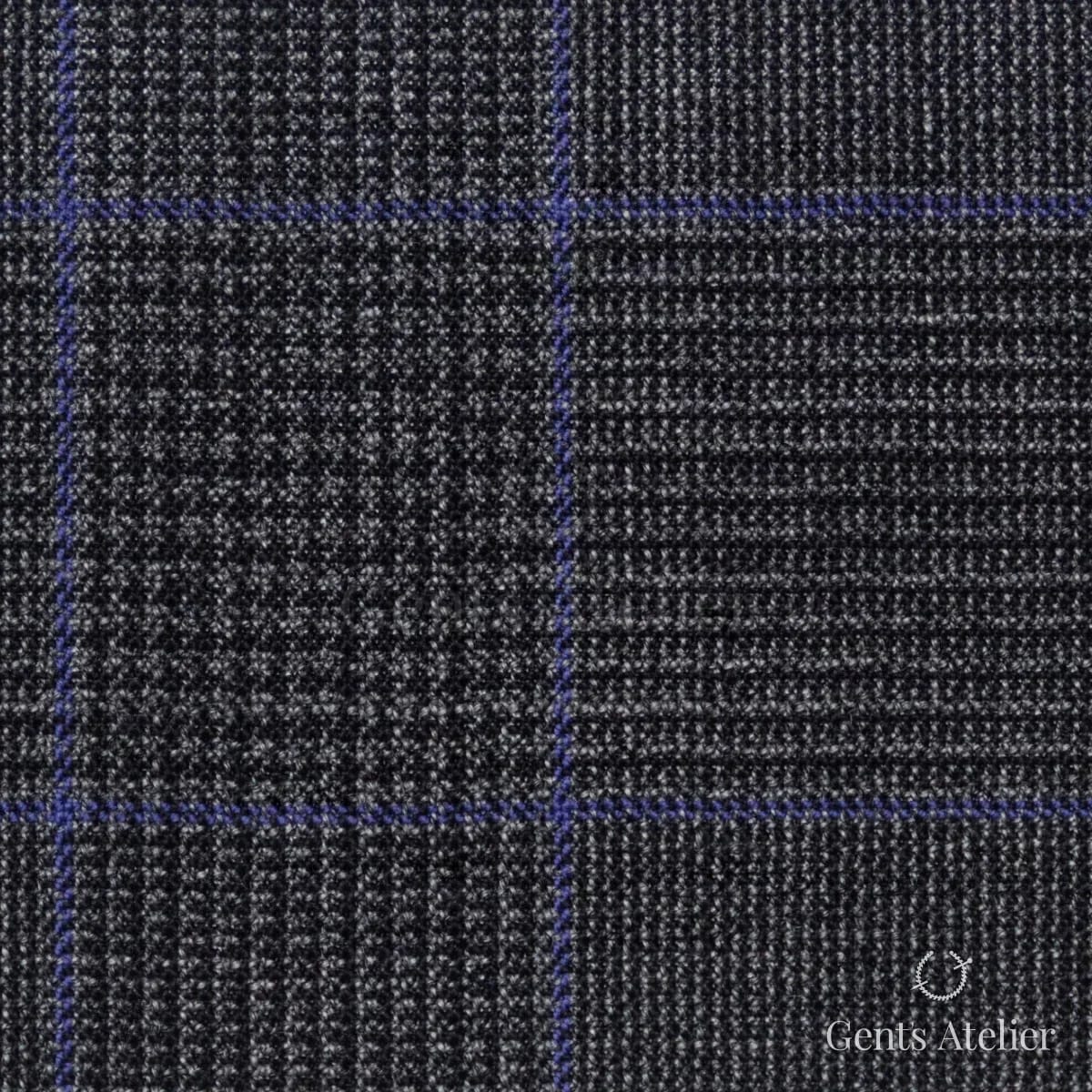Костюмная ткань Marzoni 619 - 171 / 1000 — Тёмно-серый / Фиолетовый, виндоупейн, 100% шерсть