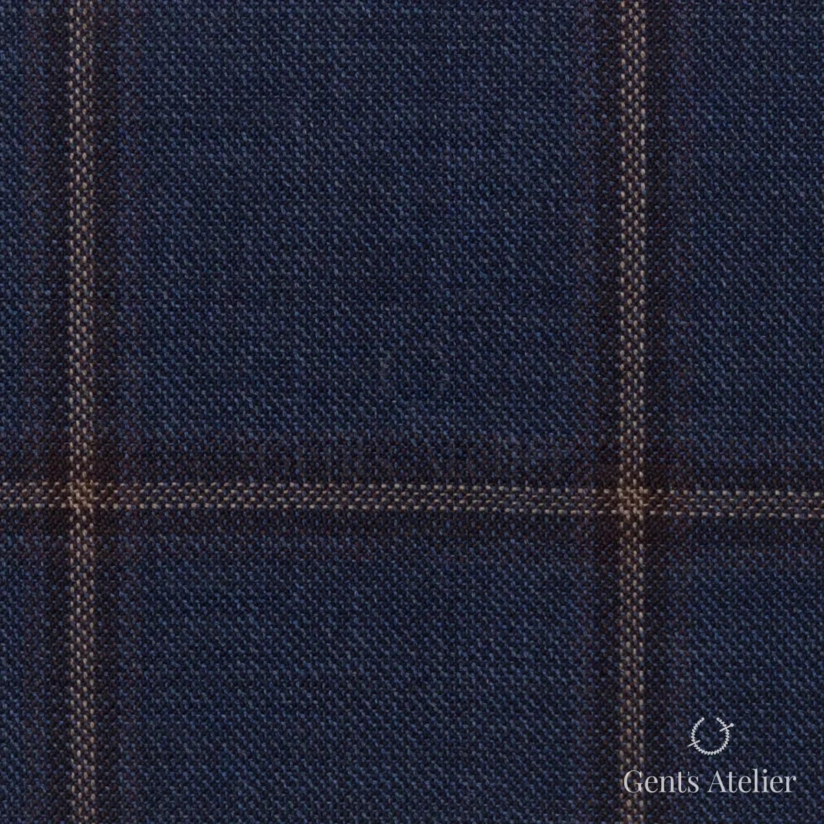 Костюмная ткань Marzoni 651 - 743 / 1200 — Синий / Коричневый, виндоупейн, 100% шерсть