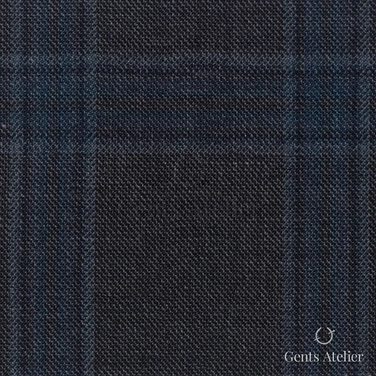 Костюмная ткань Marzoni 651 - 753 / 1200 — Серый / Синий, в клетку, 100% шерсть