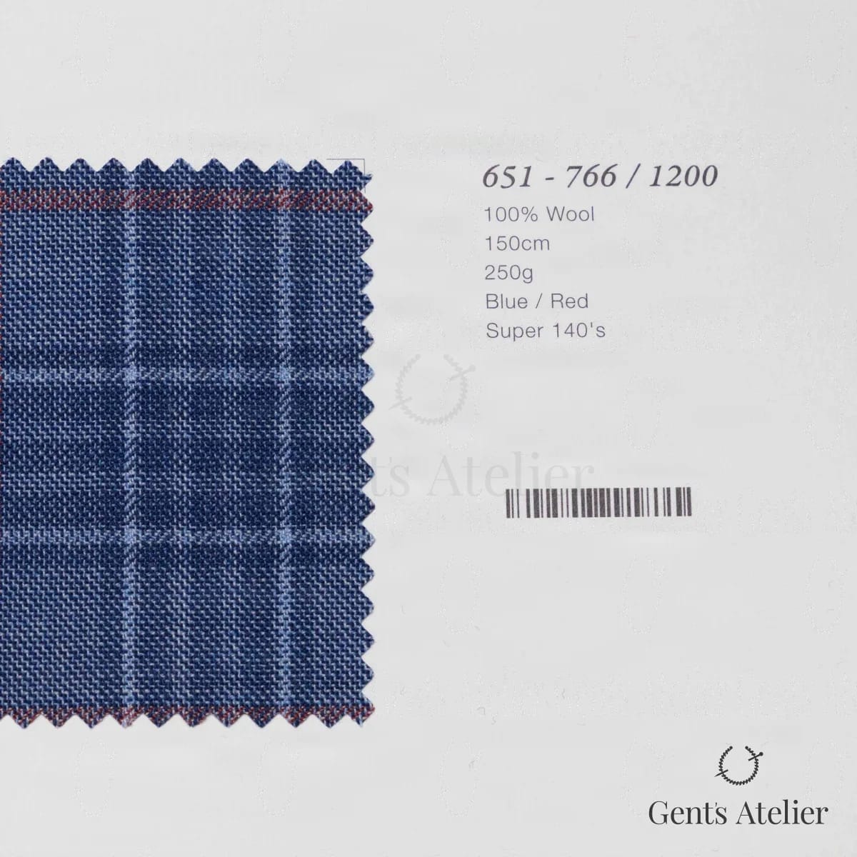 Образец ткани Marzoni 651 - 766 / 1200 с этикеткой — Синий / Красный