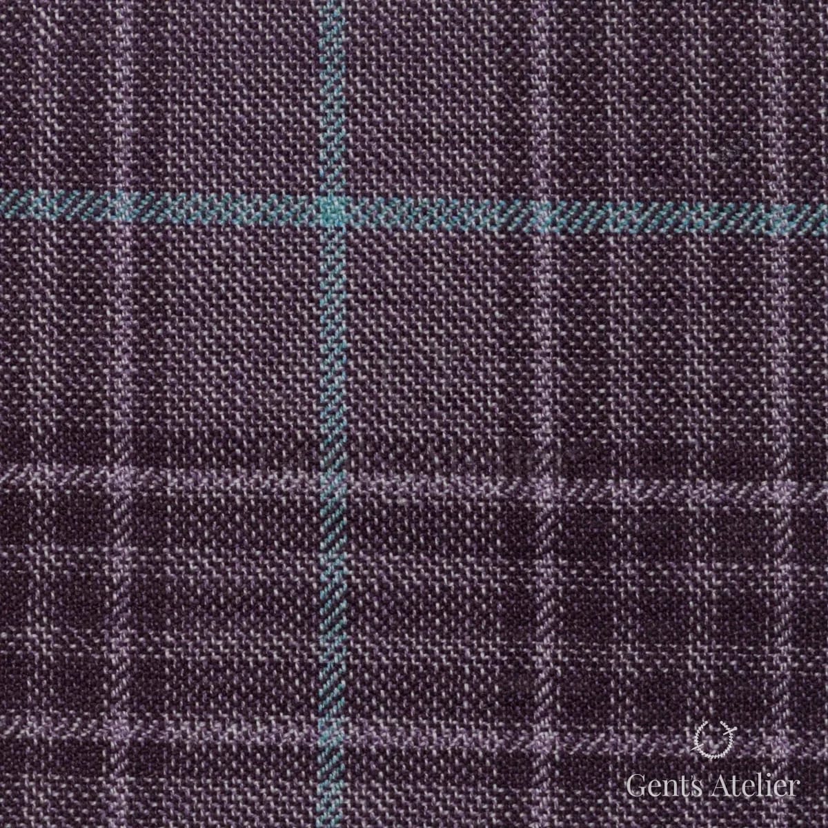 Костюмная ткань Marzoni 651 - 768 / 1200 — Аметистовый / Бирюзовый, виндоупейн, 100% шерсть