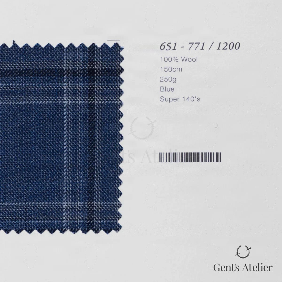 Образец ткани Marzoni 651 - 771 / 1200 с этикеткой — Синий