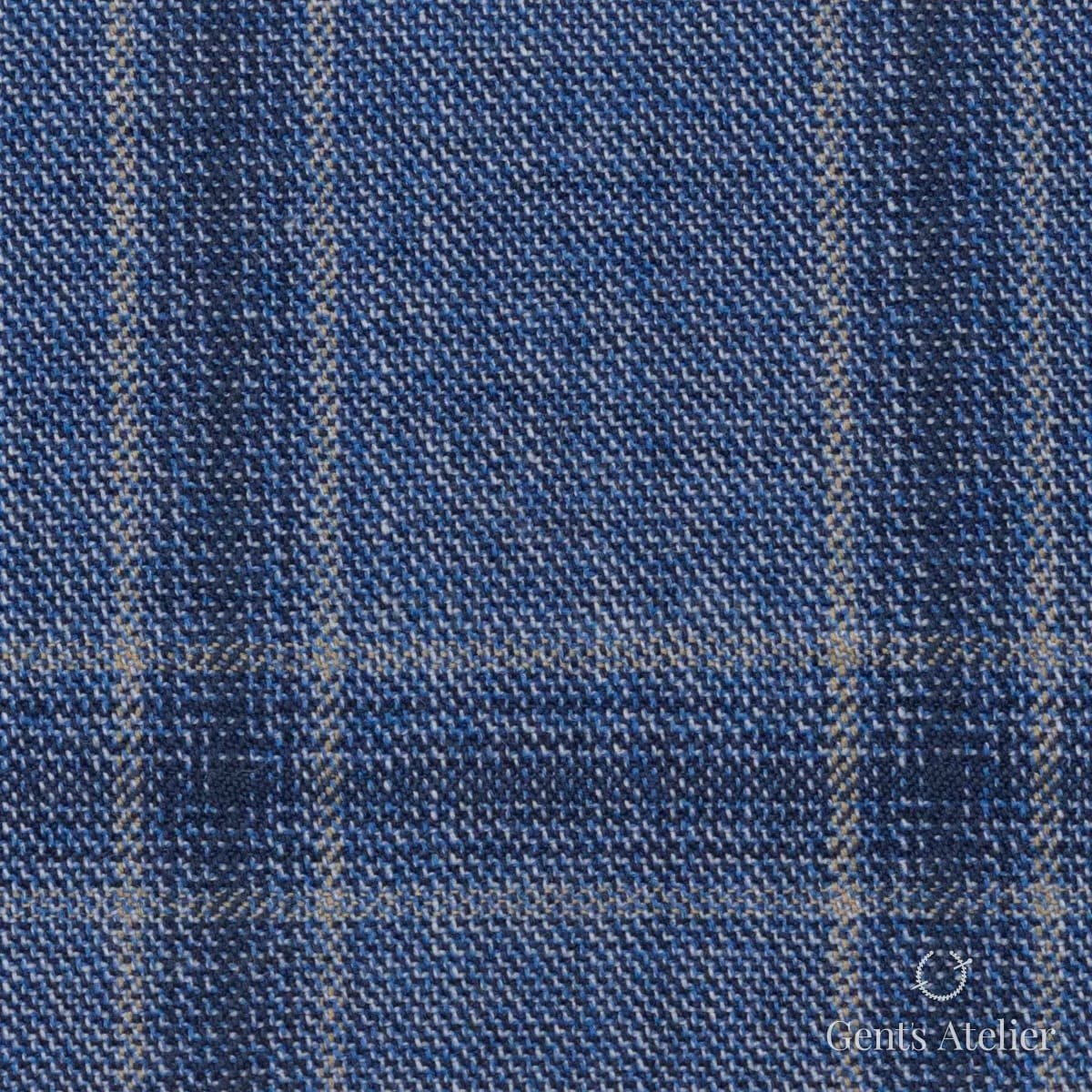 Костюмная ткань Marzoni 651 - 843 / 1200 — Синий / Бежевый, виндоупейн, 100% шерсть