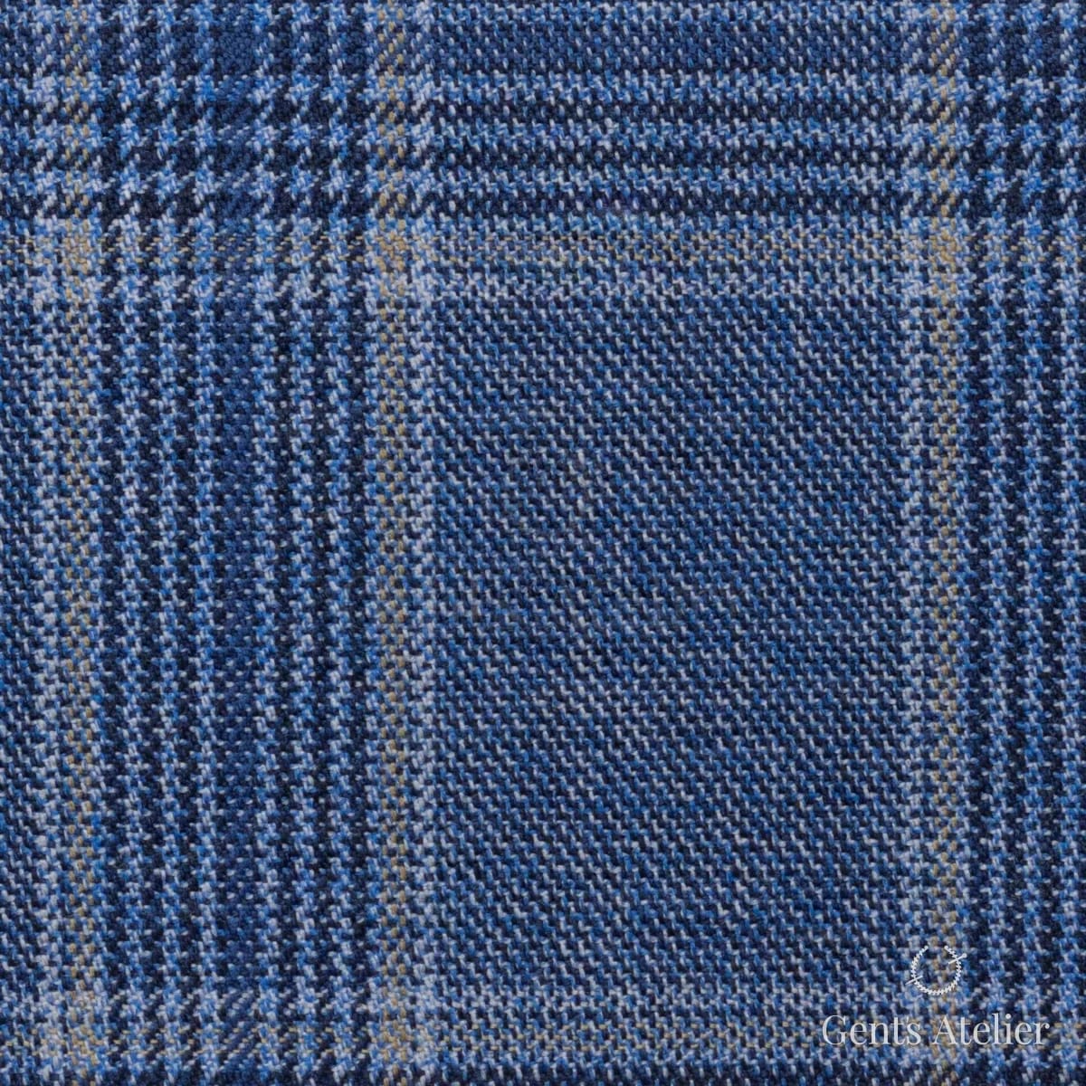 Костюмная ткань Marzoni 651 - 844 / 1200 — Синий / Бежевый, в клетку, 100% шерсть