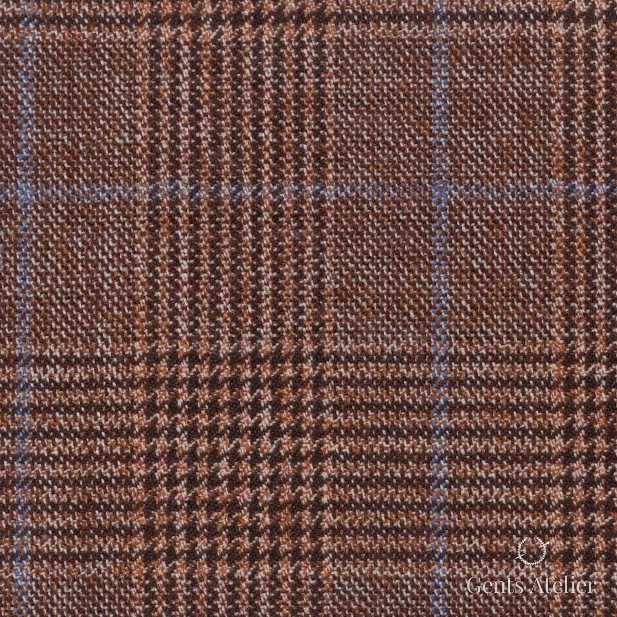 Костюмная ткань Marzoni 651 - 849 / 1200 — Кирпичный / Синий, в клетку, 100% шерсть