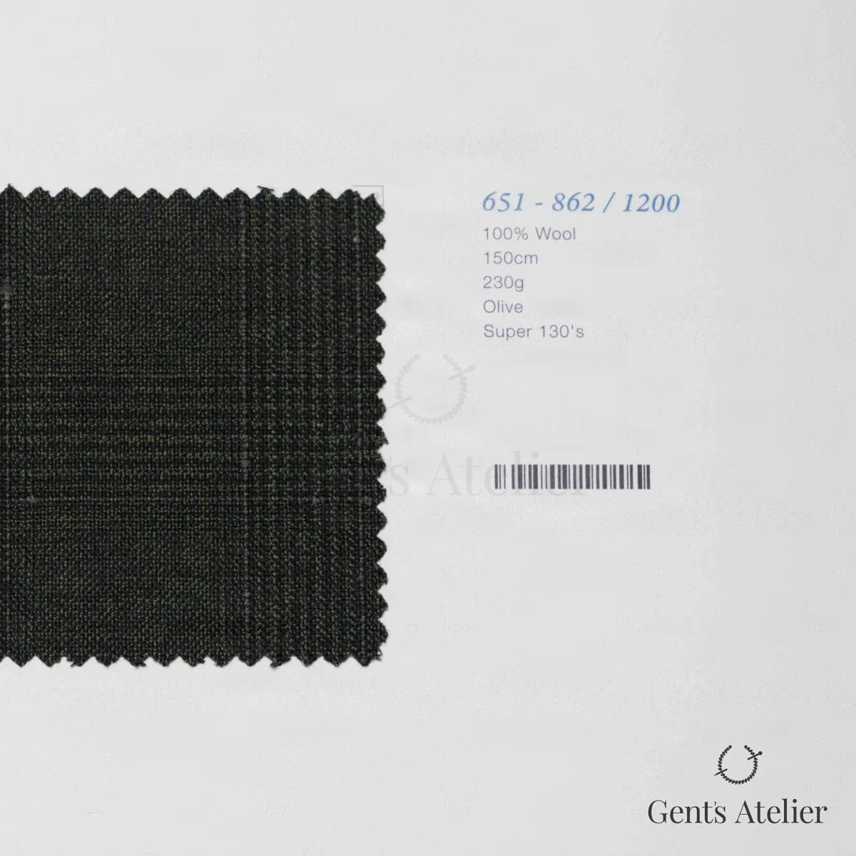 Образец ткани Marzoni 651 - 862 / 1200 с этикеткой — Оливковый
