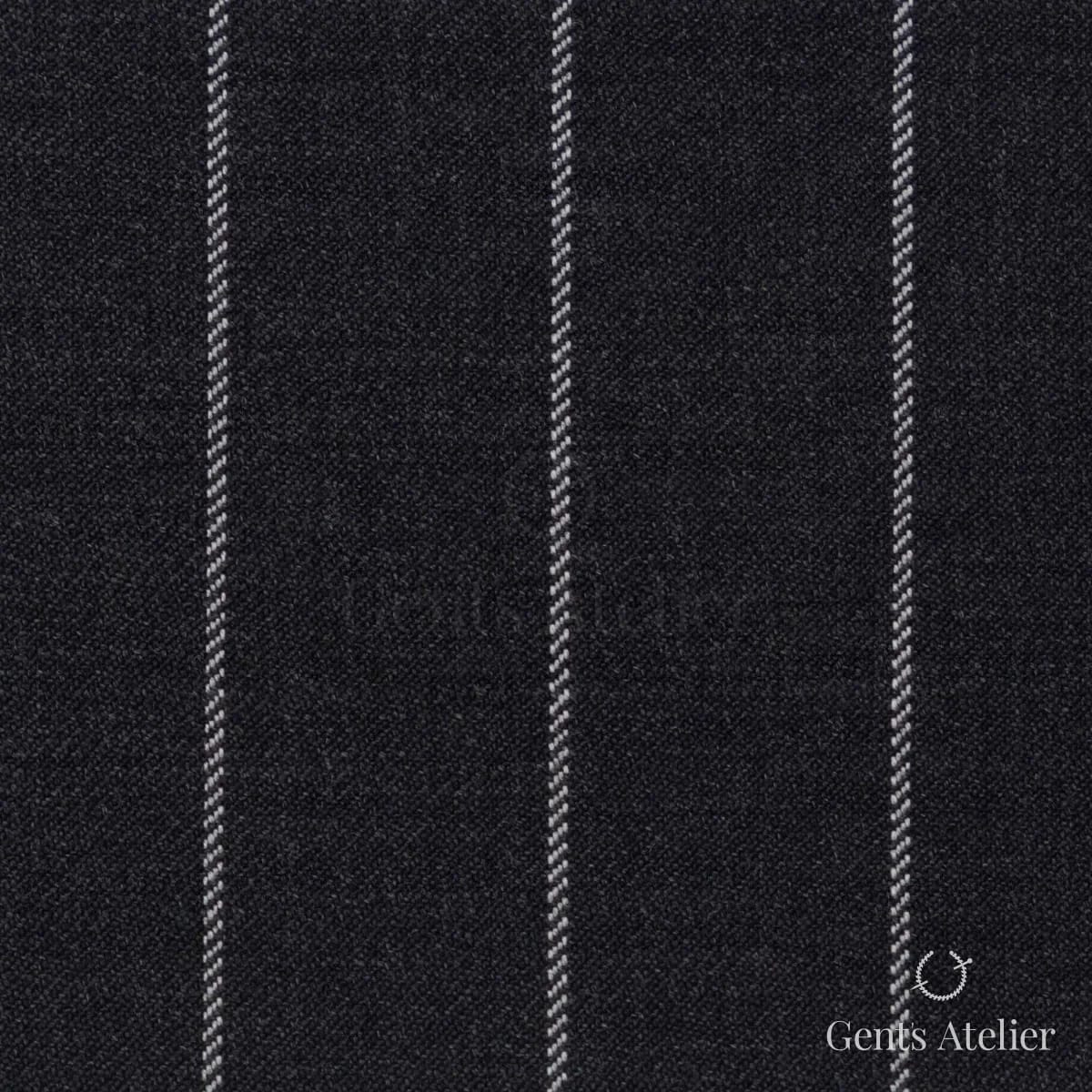 Костюмная ткань Marzoni 723 - 004 / 1200 — Тёмно-серый / Белый, в полоску, 100% шерсть