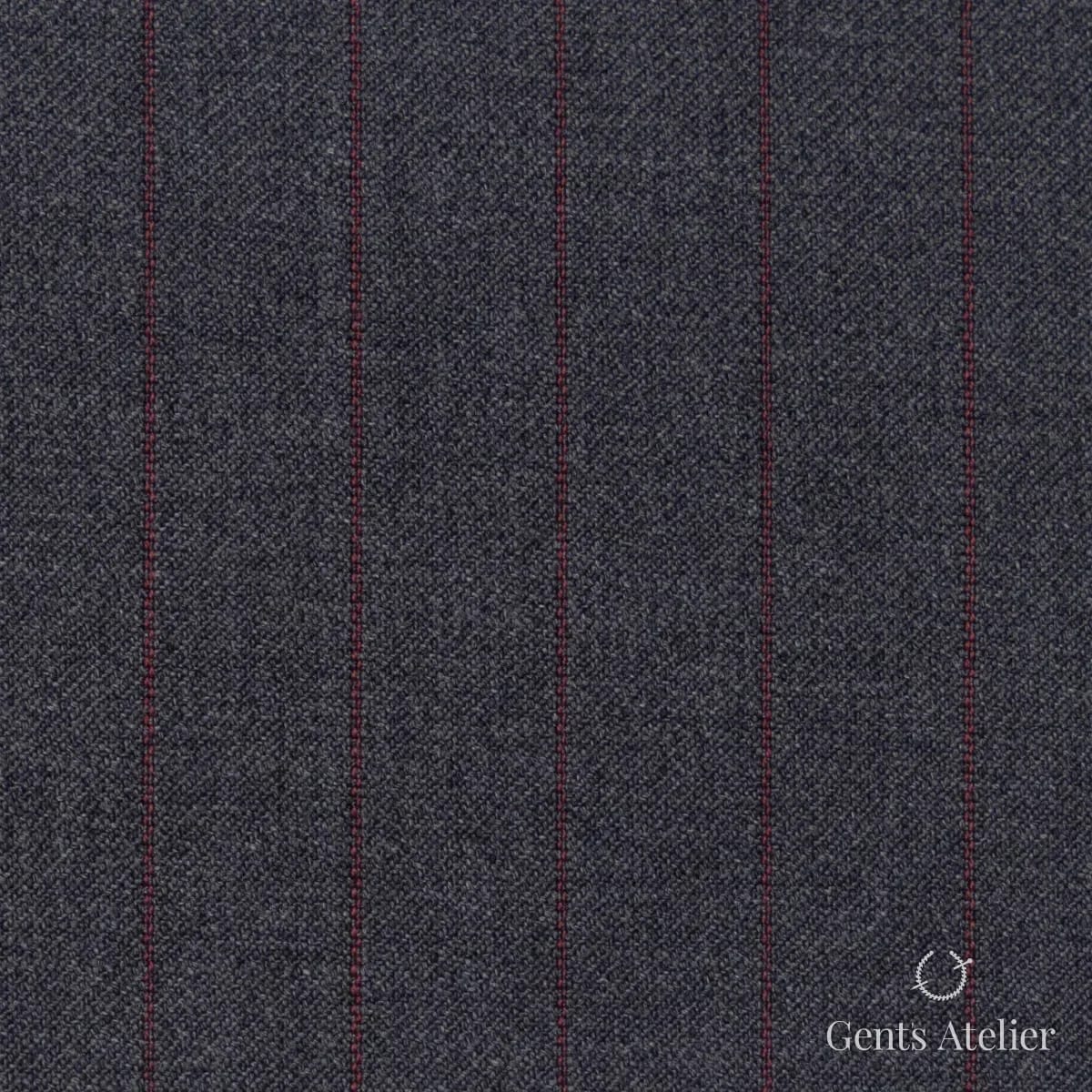 Костюмная ткань Marzoni 723 - 013 / 1200 — Серый / Красный, в полоску, 100% шерсть