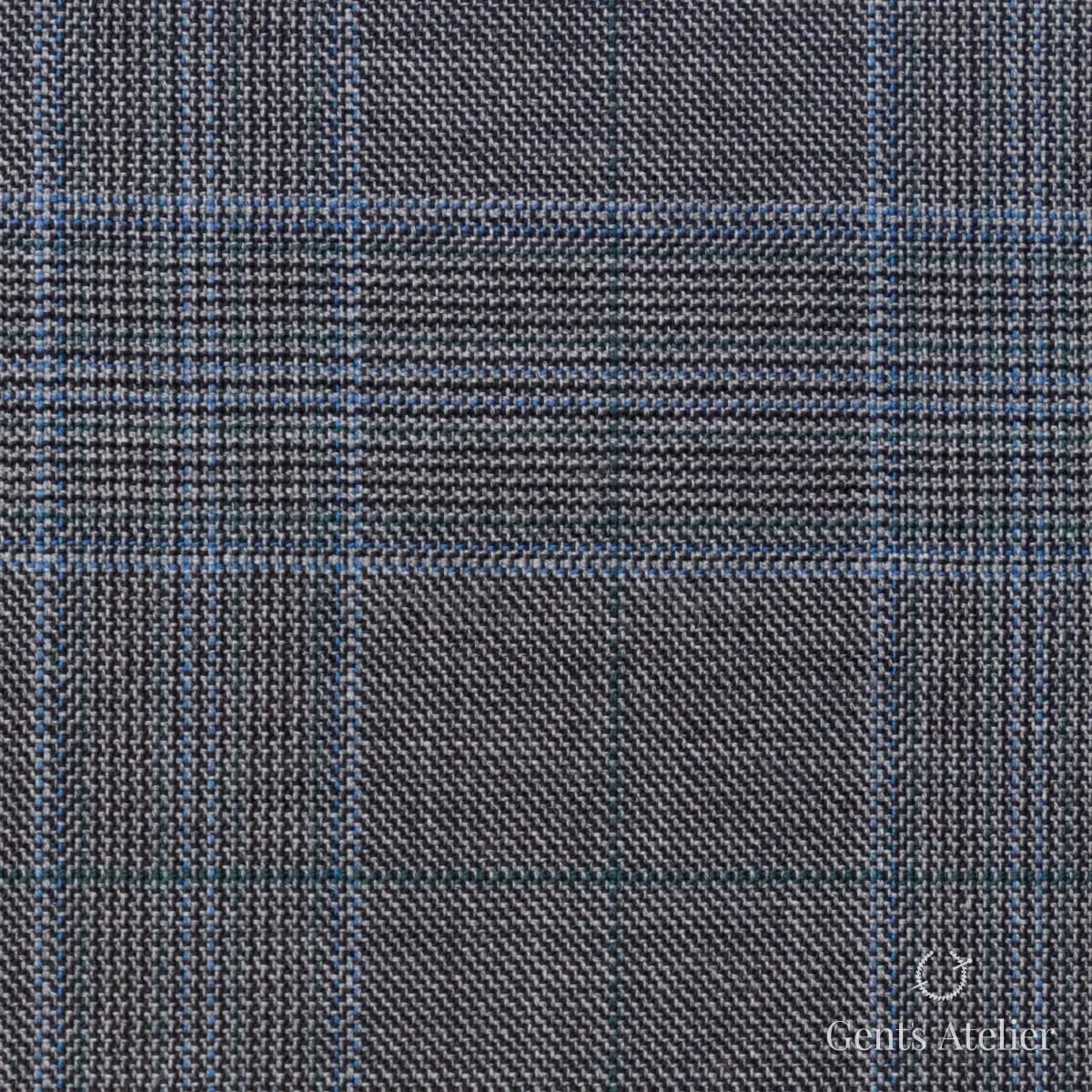 Костюмная ткань Marzoni 725 - 452 / 1300 — Серый / Синий, виндоупейн, 100% шерсть