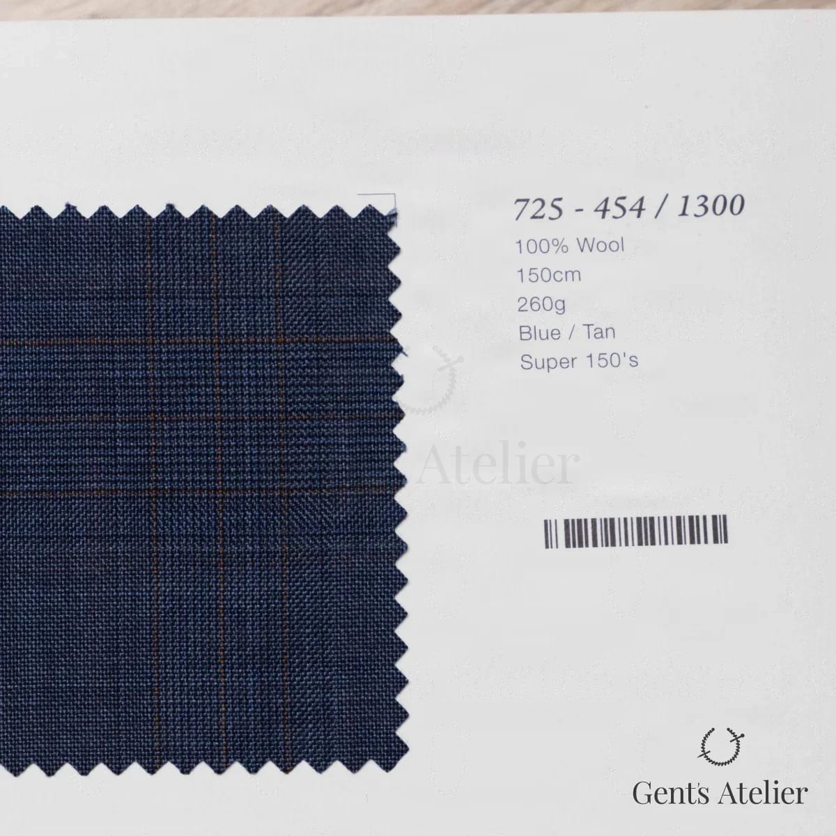 Образец ткани Marzoni 725 - 454 / 1300 с этикеткой — Синий / Песочный