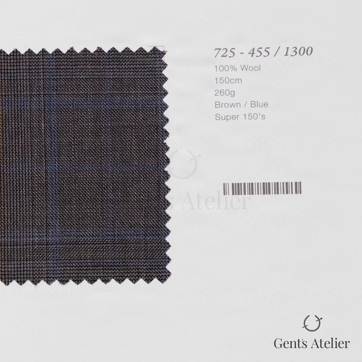 Образец ткани Marzoni 725 - 455 / 1300 с этикеткой — Коричневый / Синий
