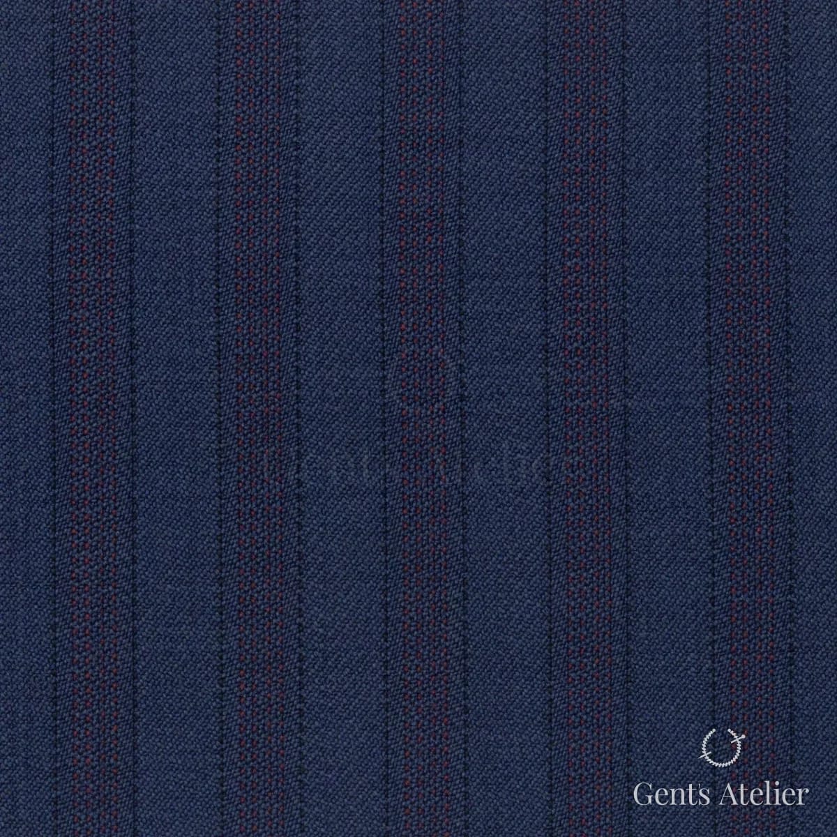 Костюмная ткань Marzoni 725 - 470 / 1300 — Тёмно-синий / Бордовый, в полоску, 100% шерсть