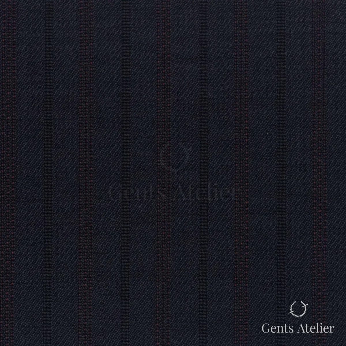 Костюмная ткань Marzoni 725 - 476 / 1300 — Тёмно-синий / Бордовый, в полоску, 100% шерсть