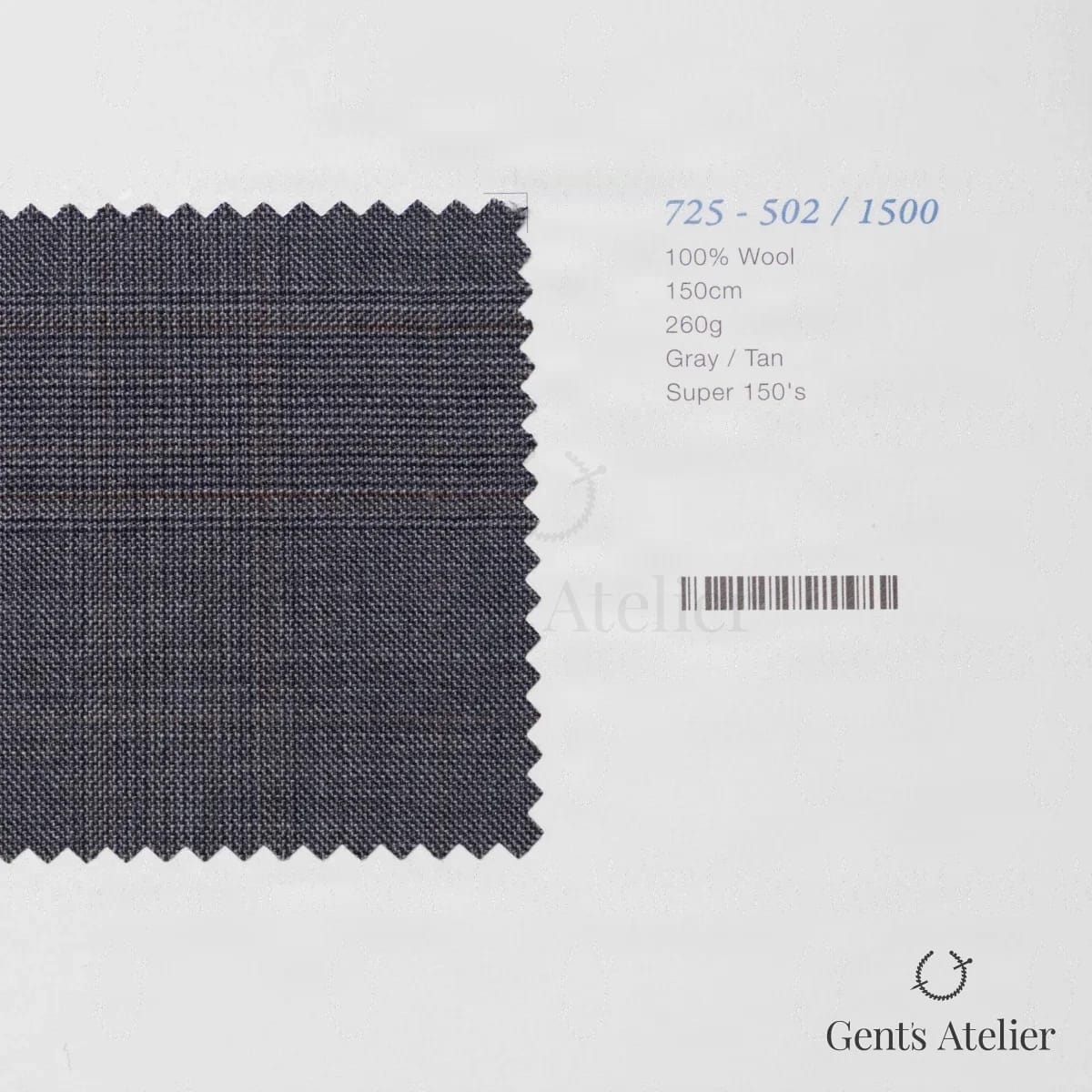 Образец ткани Marzoni 725 - 502 / 1500 с этикеткой — Серый / Бежевый