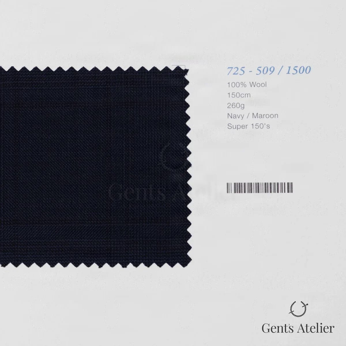 Образец ткани Marzoni 725 - 509 / 1500 с этикеткой — Тёмно-синий / Бордовый