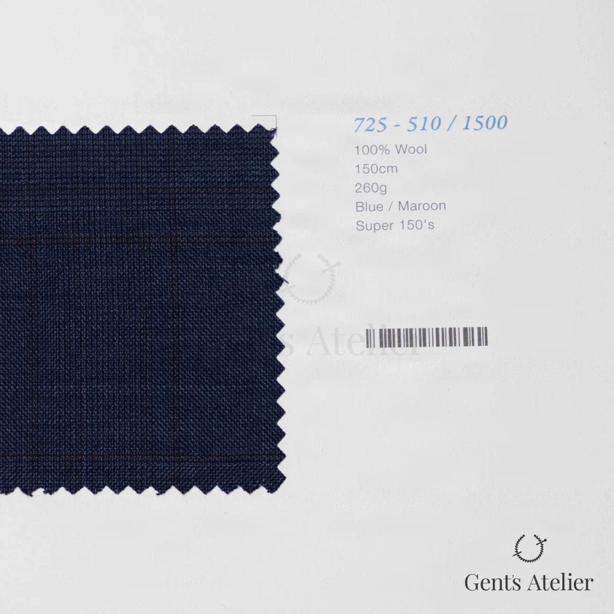 Образец ткани Marzoni 725 - 510 / 1500 с этикеткой — Синий / Бордовый