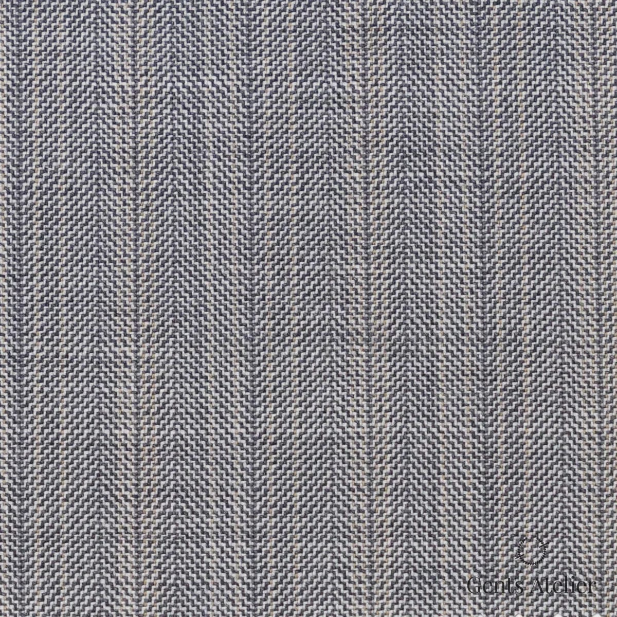 Костюмная ткань Marzoni 725 - 513 / 1500 — Серый / Бежевый, ёлочка, 100% шерсть
