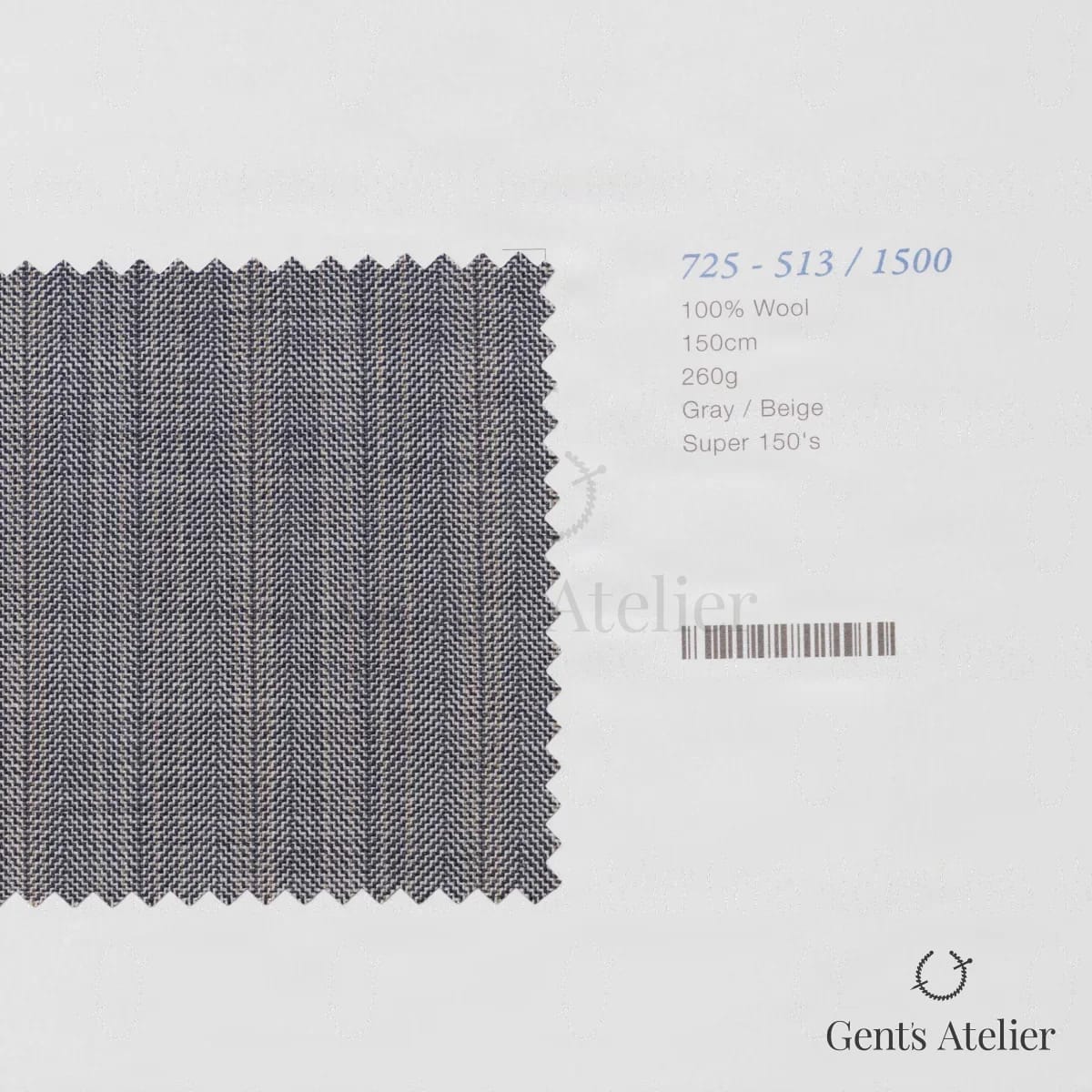 Образец ткани Marzoni 725 - 513 / 1500 с этикеткой — Серый / Бежевый