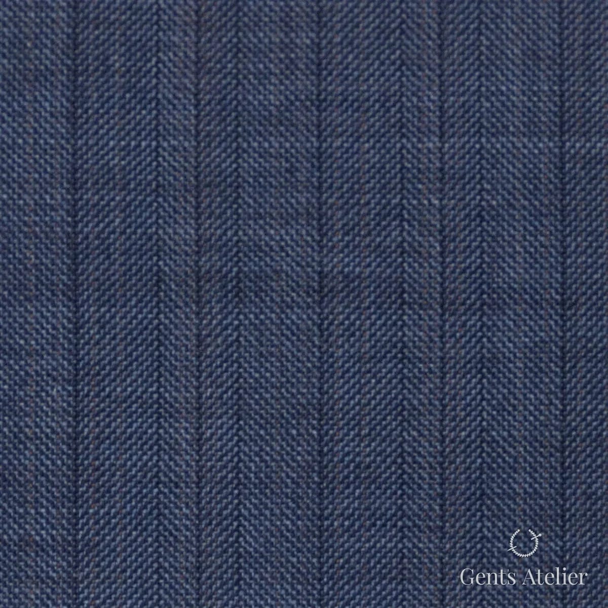 Костюмная ткань Marzoni 725 - 515 / 1500 — Синий / Бежевый, ёлочка, 100% шерсть