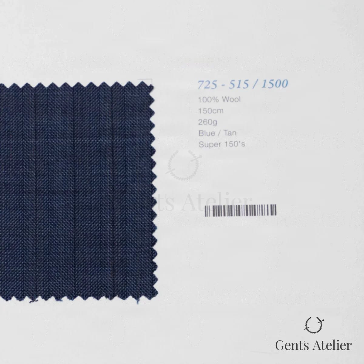 Образец ткани Marzoni 725 - 515 / 1500 с этикеткой — Синий / Бежевый