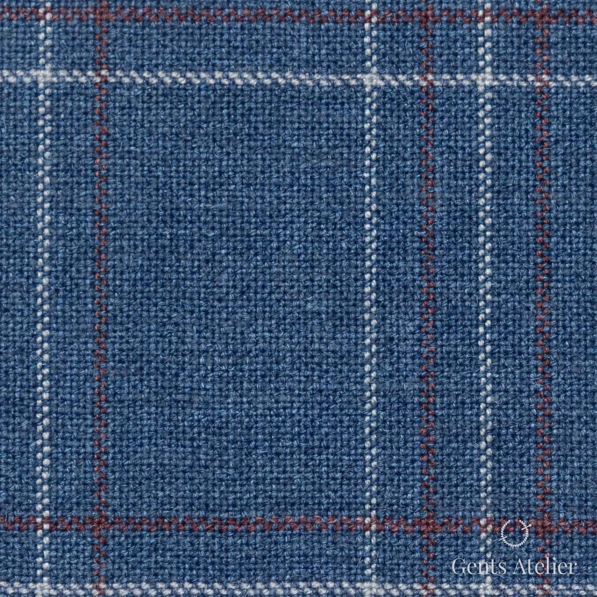 Костюмная ткань Marzoni 601 - 311 / 1200 — Синий / Кирпичный, виндоупейн, 50% шерсть / 30% Silk / 20% Linen