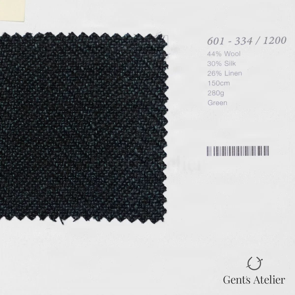 Образец ткани Marzoni 601 - 334 / 1200 с этикеткой — Зелёный