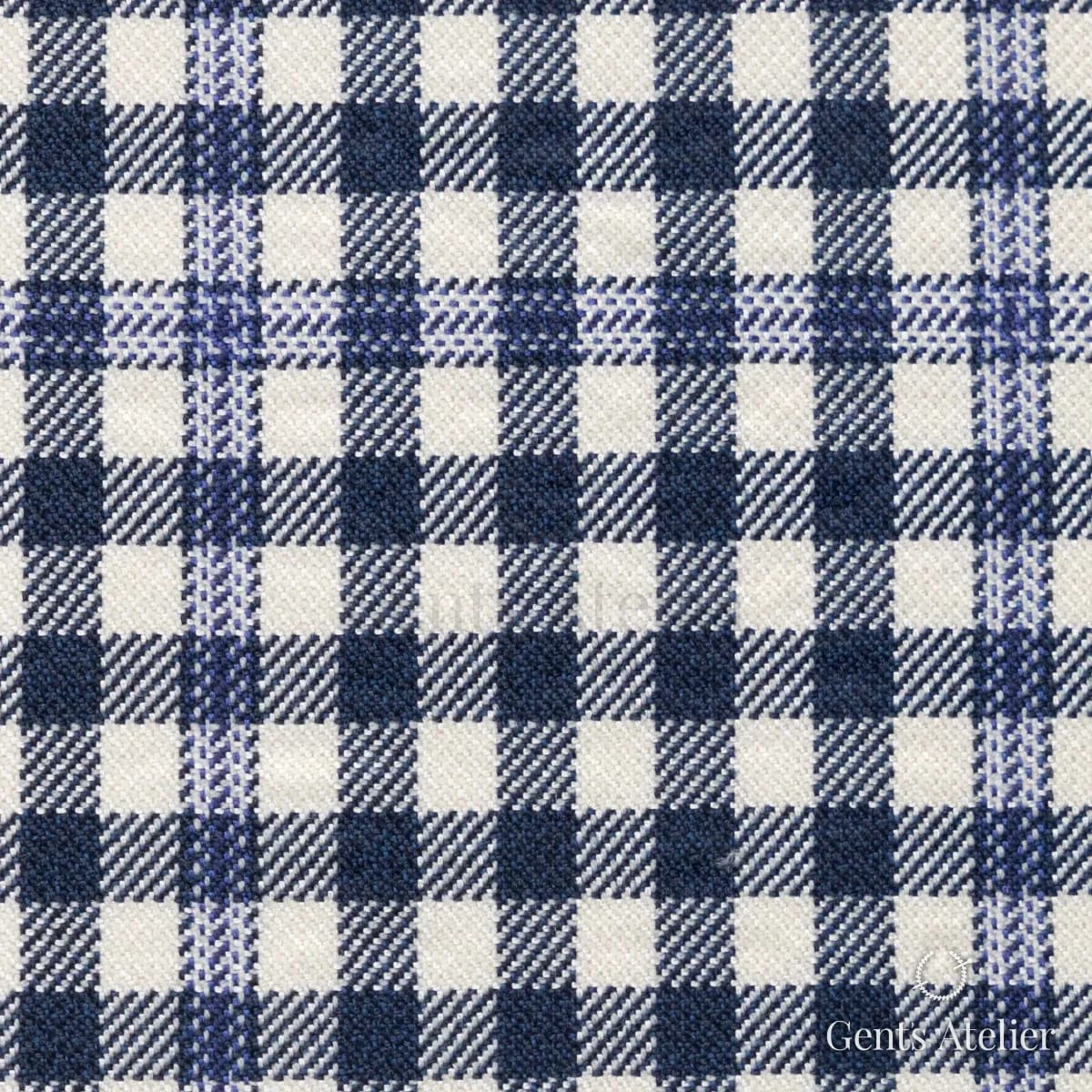 Костюмная ткань Marzoni 602 - 014 / 900 — Тёмно-синий / Белый, в клетку, 50% шерсть / 50% Silk