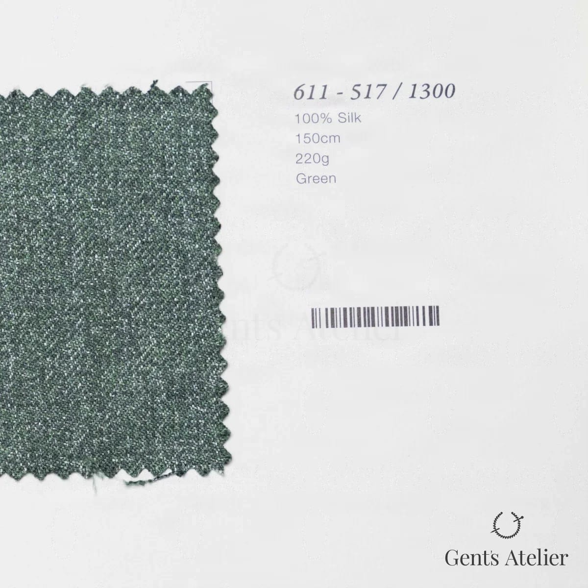 Образец ткани Marzoni 611 - 517 / 1300 с этикеткой — Зелёный
