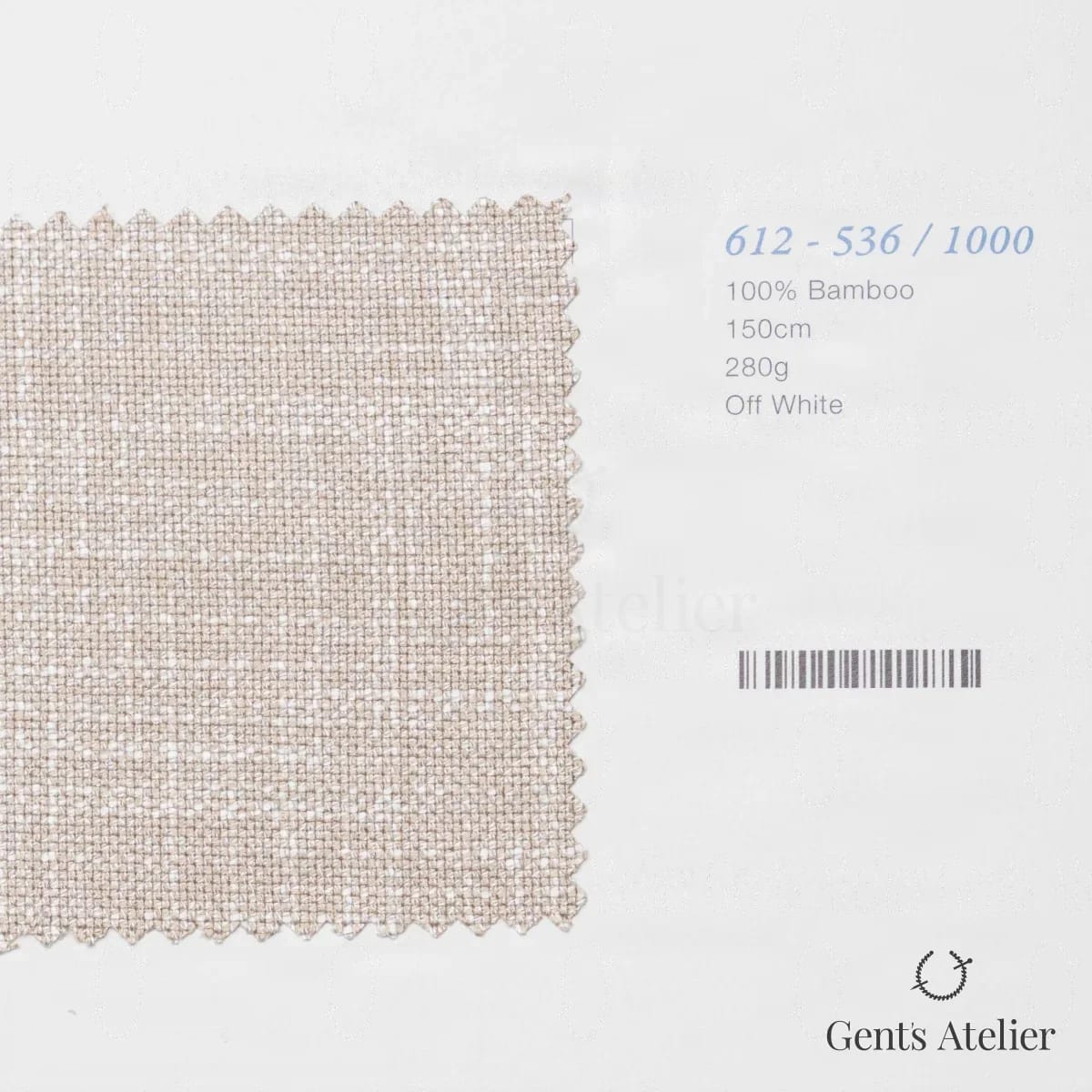 Образец ткани Marzoni 612 - 536 / 1000 с этикеткой — Молочный