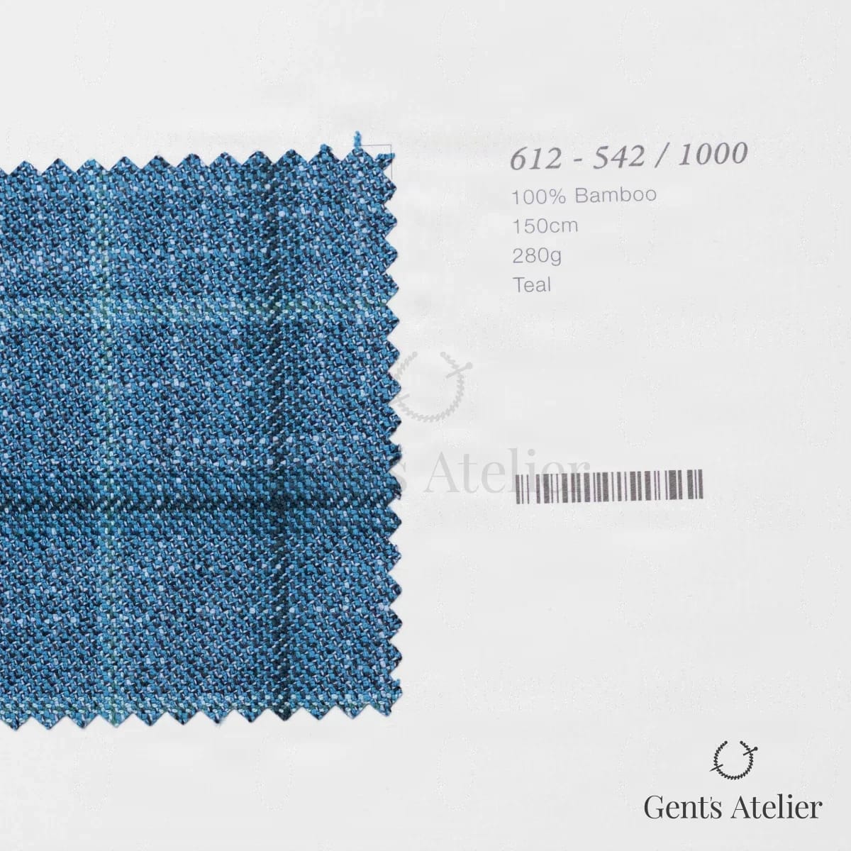 Образец ткани Marzoni 612 - 542 / 1000 с этикеткой — Бирюзовый