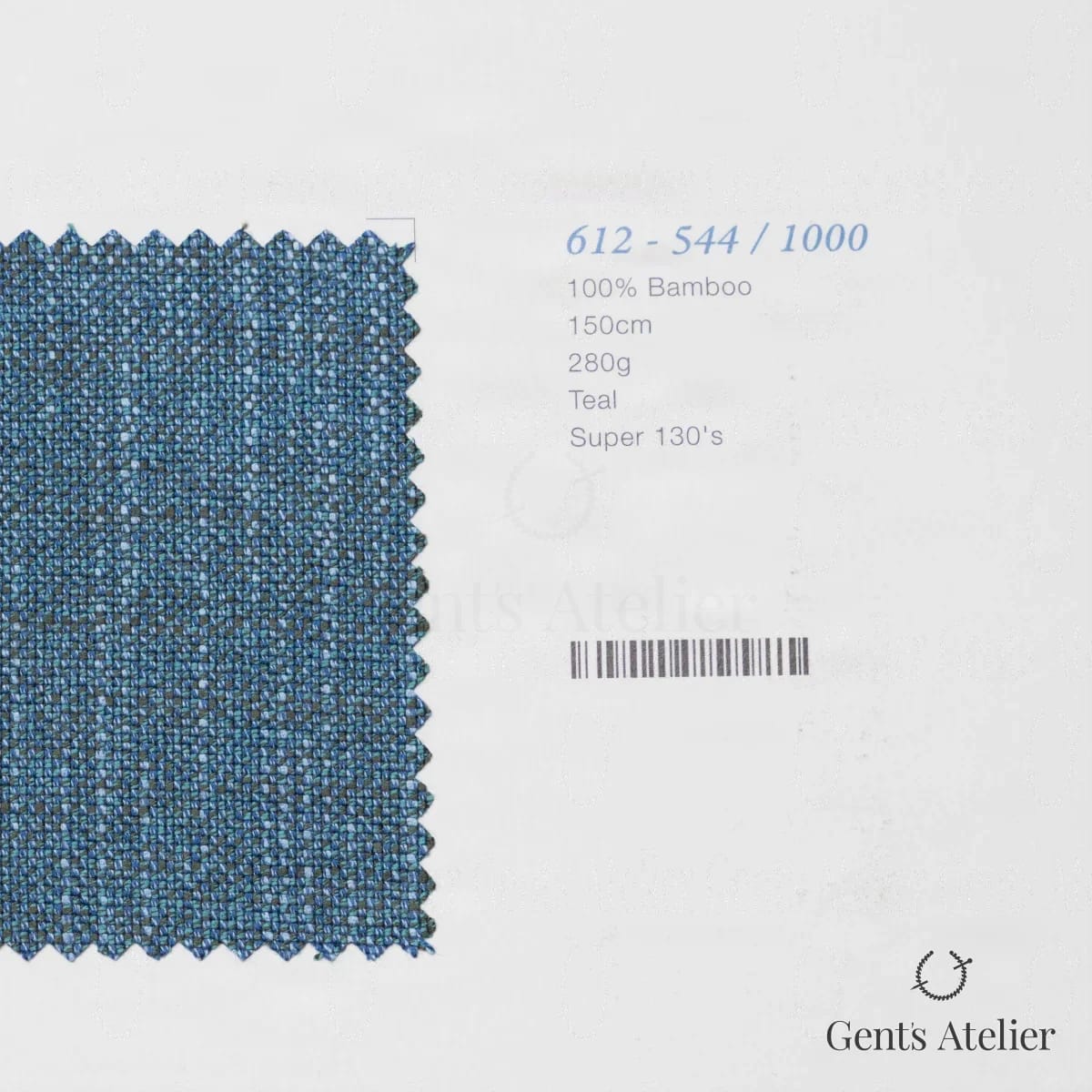 Образец ткани Marzoni 612 - 544 / 1000 с этикеткой — Бирюзовый