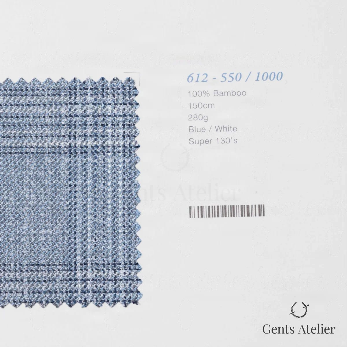 Образец ткани Marzoni 612 - 550 / 1000 с этикеткой — Синий / Белый