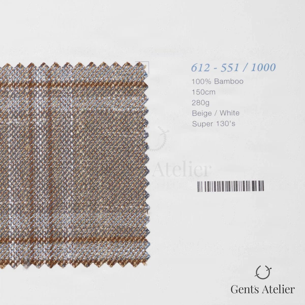 Образец ткани Marzoni 612 - 551 / 1000 с этикеткой — Бежевый / Белый