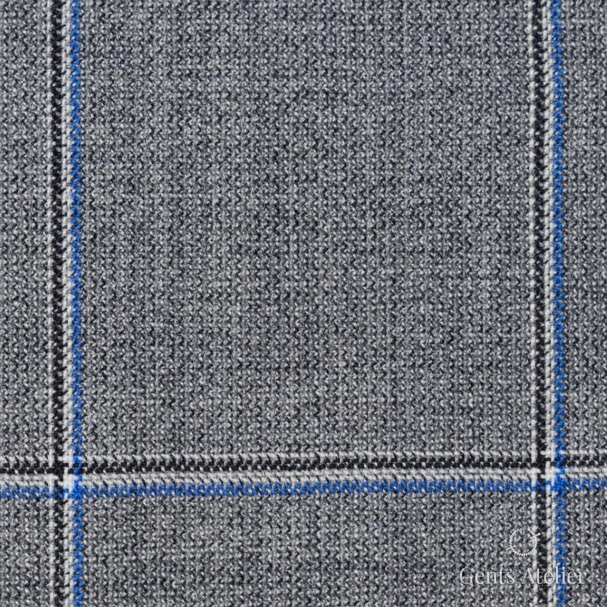 Костюмная ткань Marzoni 619 - 149 / 1000 — Серый / Синий / Белый, виндоупейн, 100% шерсть