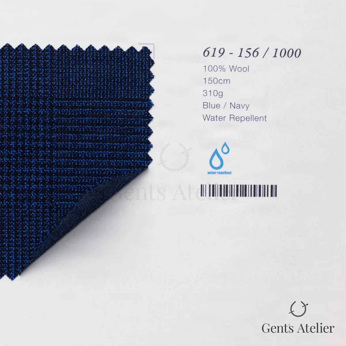 Образец ткани Marzoni 619 - 156 / 1000 с этикеткой — Синий / Тёмно-синий