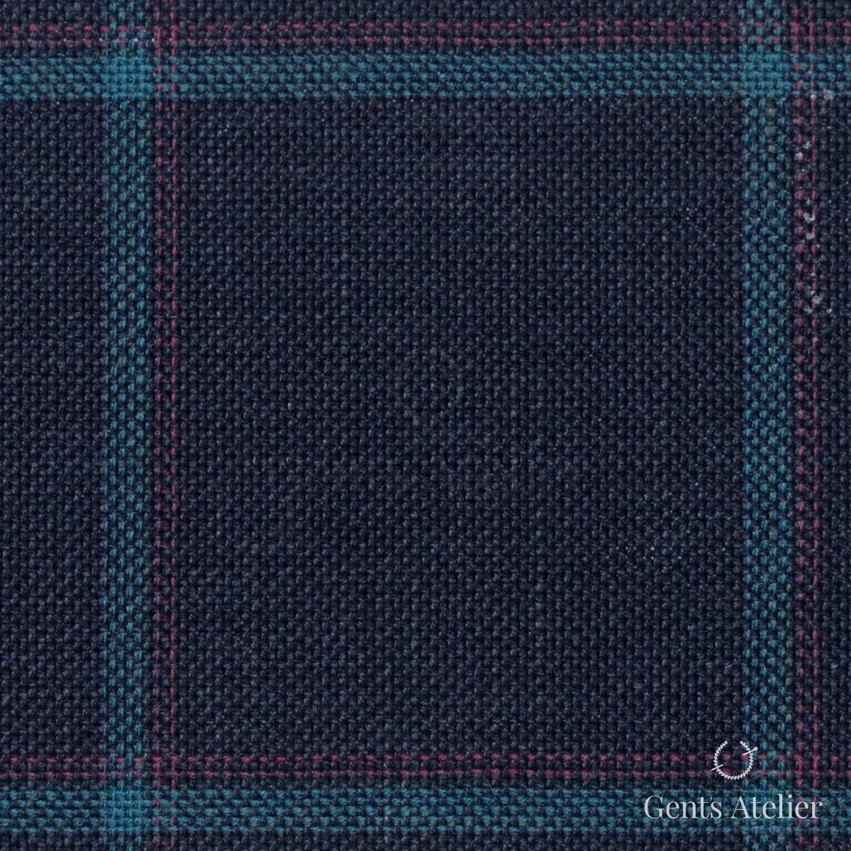 Костюмная ткань Marzoni 655 - 539 / 1200 — Тёмно-синий / Зелёный, виндоупейн, 50% шерсть 38% Silk 12% Linen
