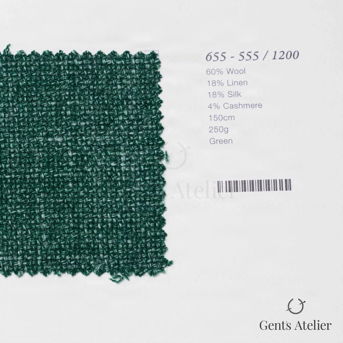 Образец ткани Marzoni 655 - 555 / 1200 с этикеткой — Зелёный