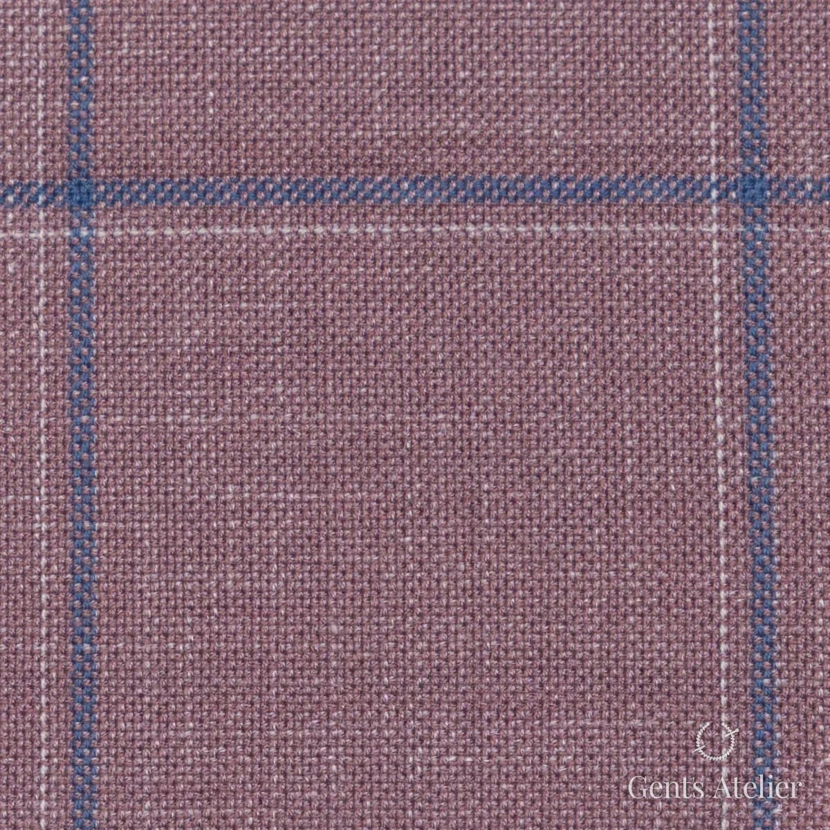 Костюмная ткань Marzoni 655 - 560 / 1200 — Розовый / Синий, виндоупейн, 50% шерсть, 38% Silk, 12% Linen