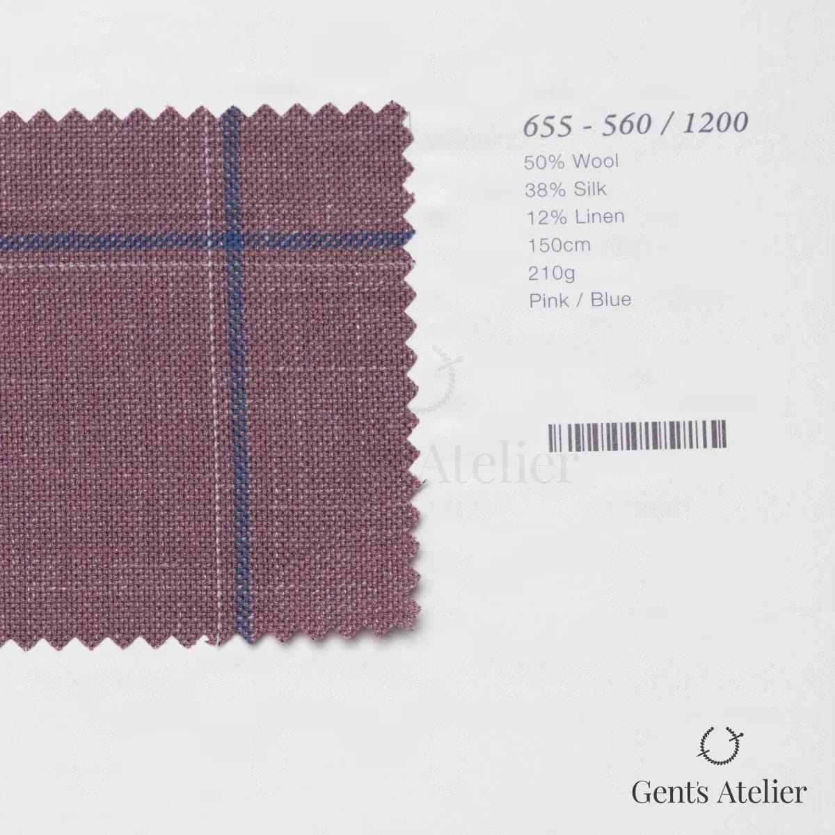 Образец ткани Marzoni 655 - 560 / 1200 с этикеткой — Розовый / Синий
