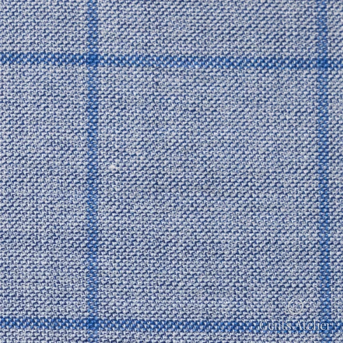 Костюмная ткань Marzoni 655 - 564 / 1200 — Голубой / Синий, виндоупейн, 50% шерсть, 38% Silk, 12% Linen