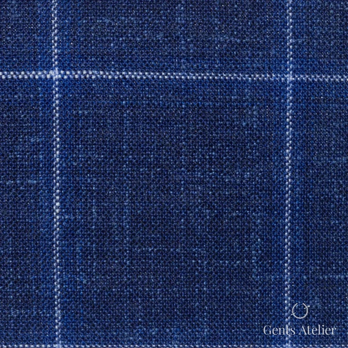 Костюмная ткань Marzoni 655 - 566 / 1200 — Синий / Белый, виндоупейн, 71% шерсть / 15% Silk / 14% Linen