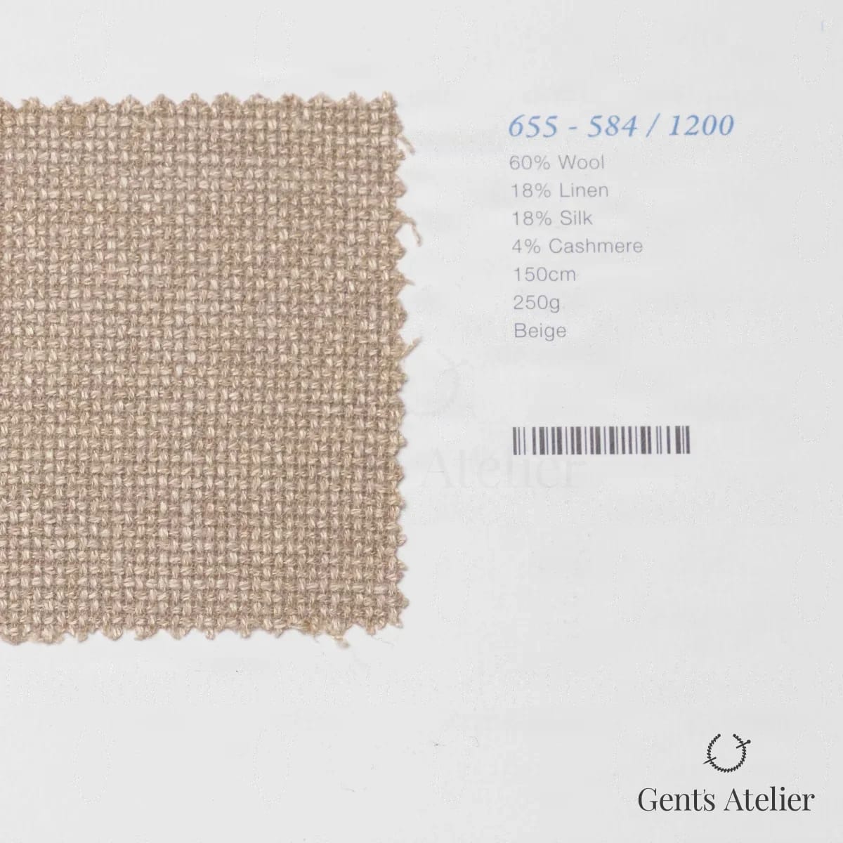Образец ткани Marzoni 655 - 584 / 1200 с этикеткой — Бежевый