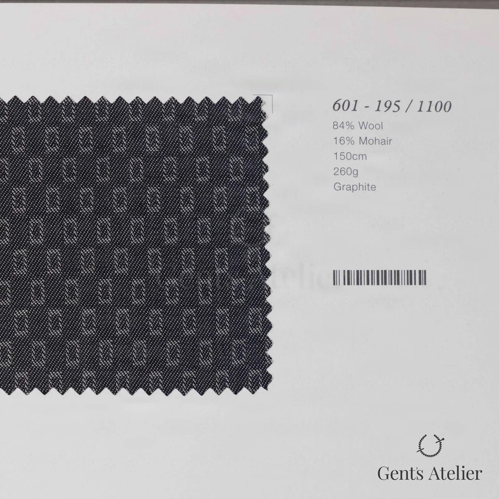 Образец ткани Marzoni 601 - 195 / 1100 с этикеткой — Graphite