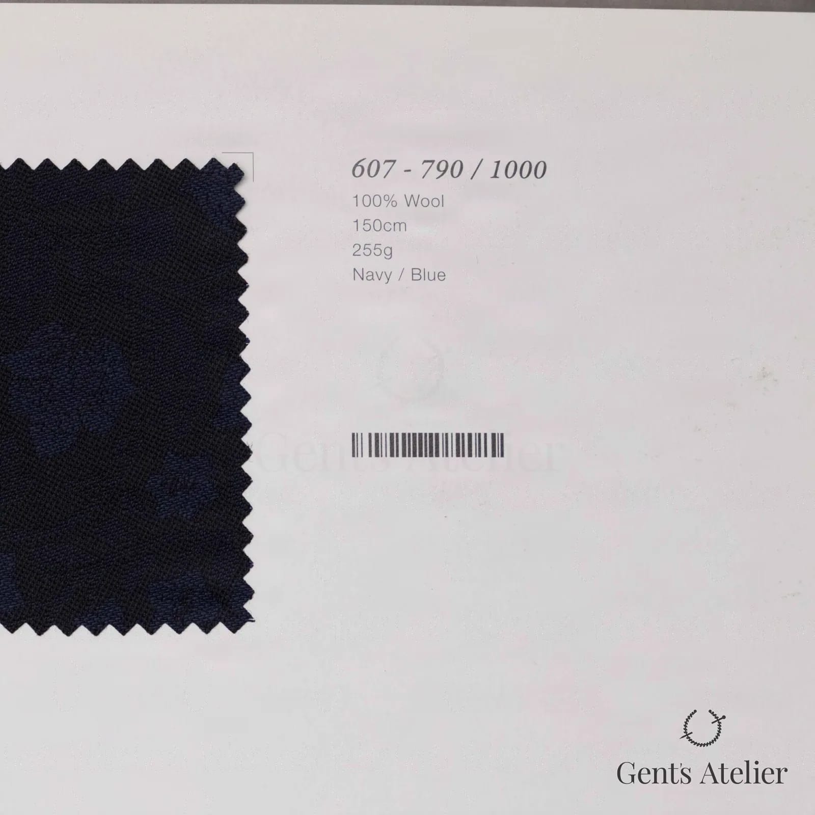 Образец ткани Marzoni 607 - 790 / 1000 с этикеткой — Тёмно-синий / Синий