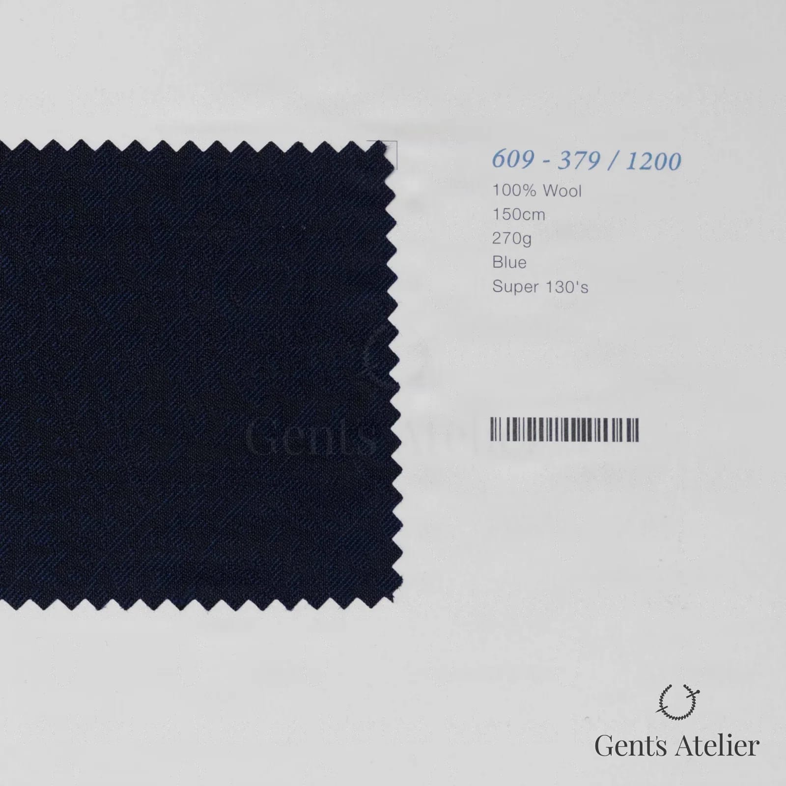 Образец ткани Marzoni 609 - 379 / 1200 с этикеткой — Синий