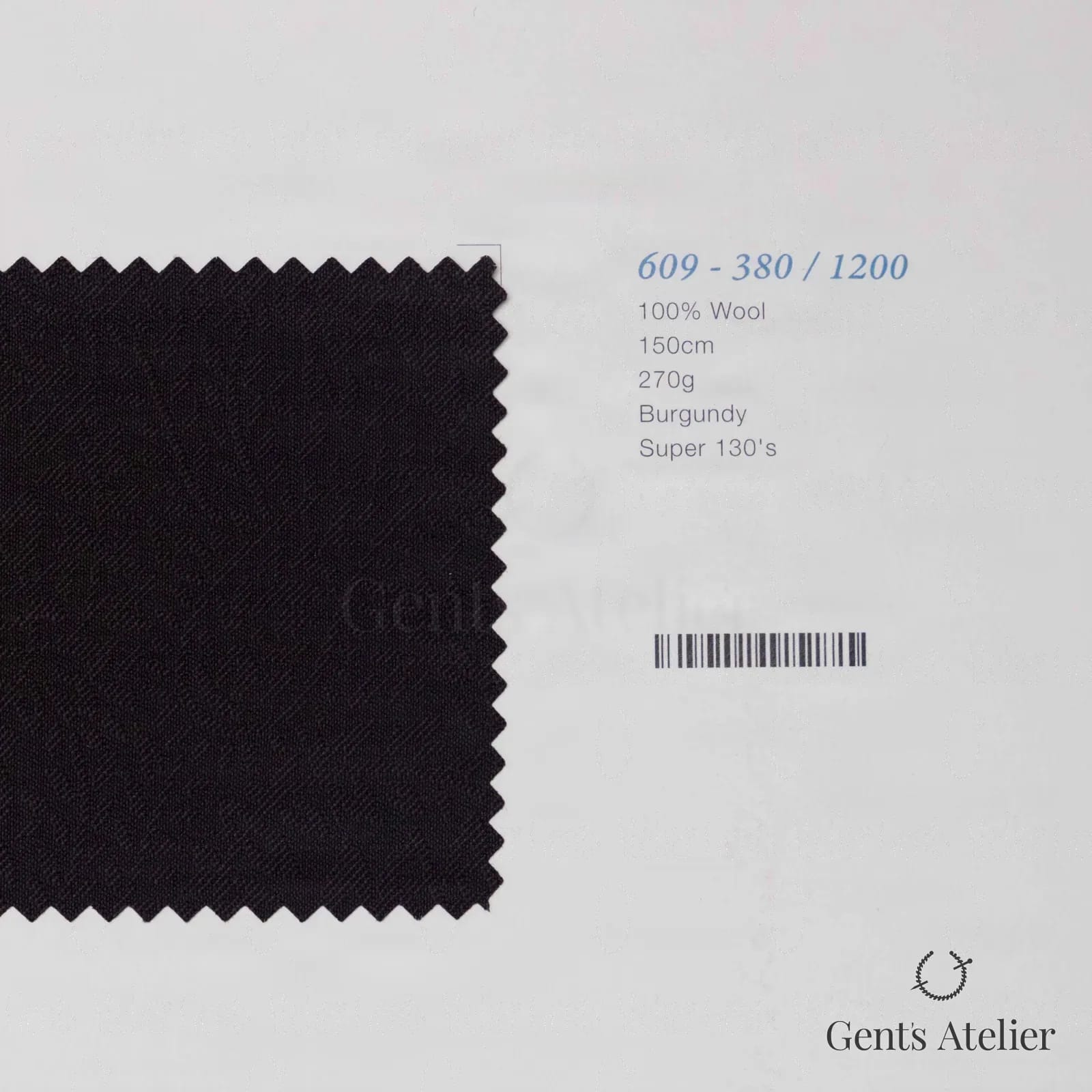 Образец ткани Marzoni 609 - 380 / 1200 с этикеткой — Бордовый