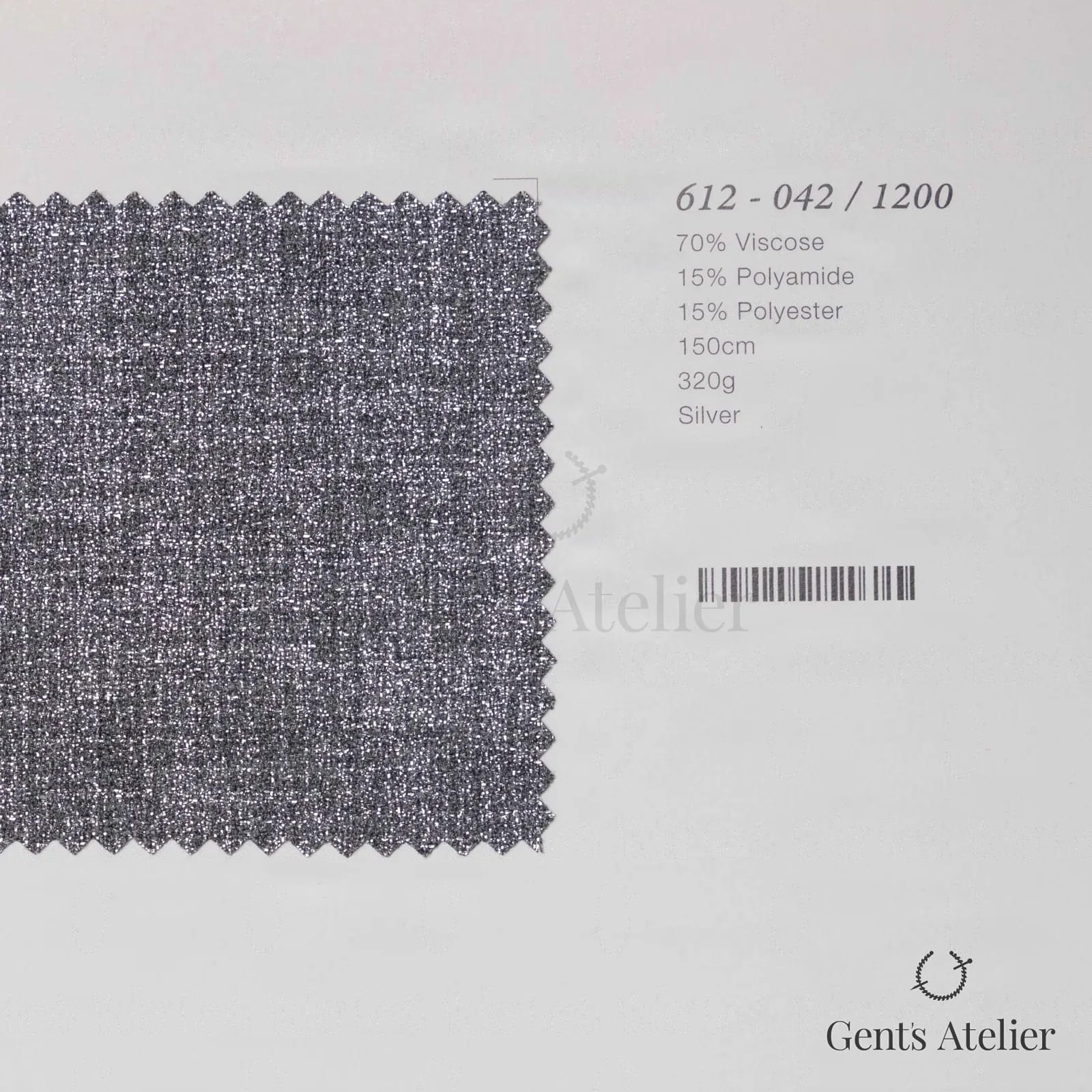 Образец ткани Marzoni 612 - 042 / 1200 с этикеткой — Silver