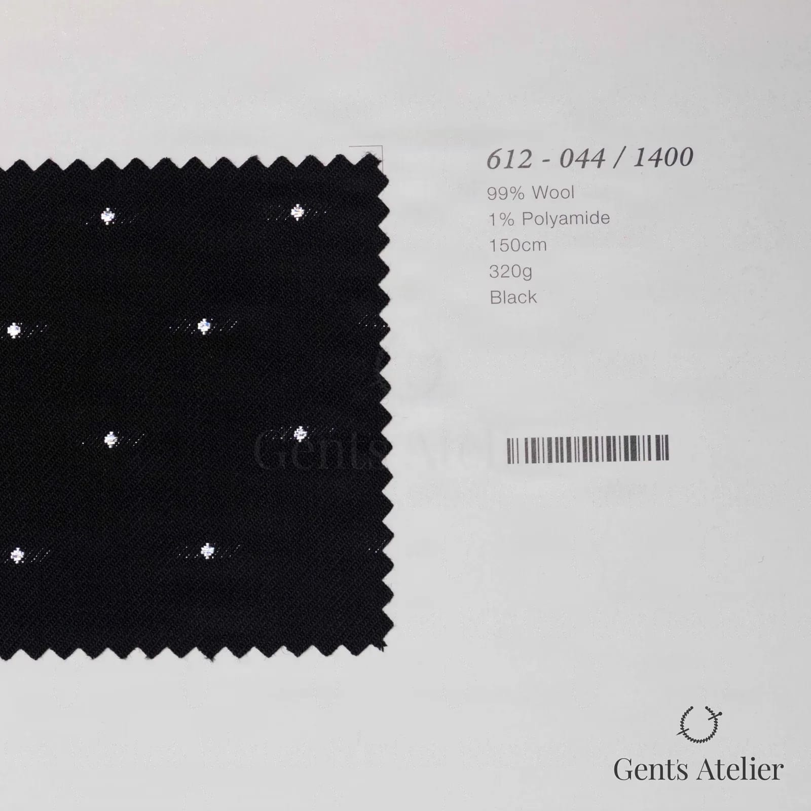 Образец ткани Marzoni 612 - 044 / 1400 с этикеткой — Чёрный