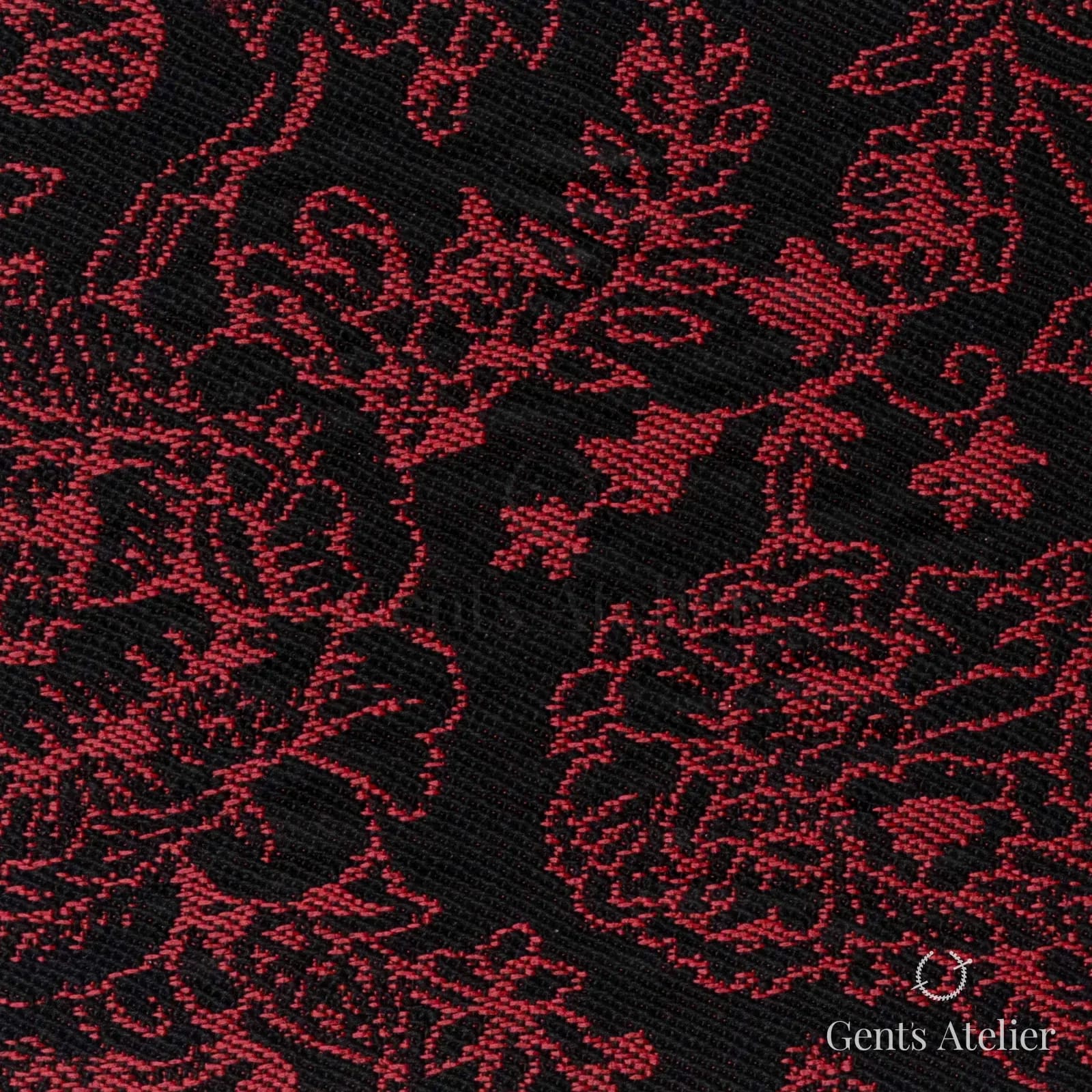 Костюмная ткань Marzoni 612 - 047 / 1400 — Чёрный / Красный, узор, 70% шерсть, 24% вискоза, 6% полиамид
