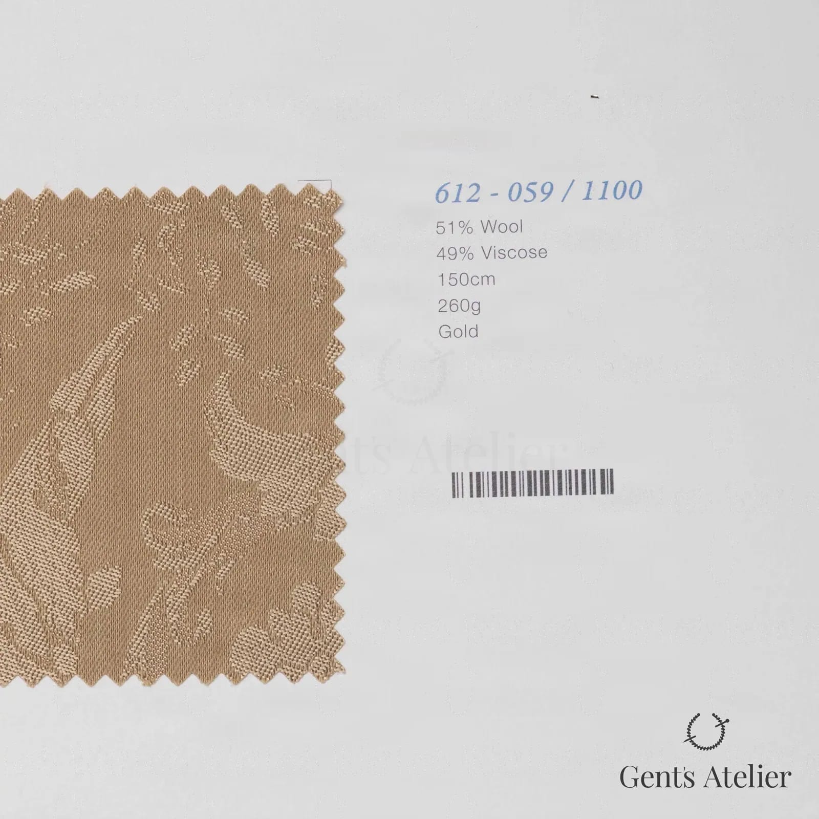 Образец ткани Marzoni 612 - 059 / 1100 с этикеткой — Золотистый